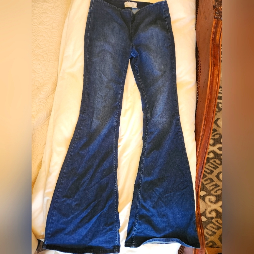 Free People bell bottom blue jeans